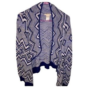 Miami Royal Blue and White Aztec Print Cardigan